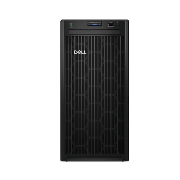 Dell PowerEdge T150 Tower Pentium G6405T, 16GB DDR5 ECC UDIMM, 1TB 7.2K SATA, 3.5 4 bay chassis, iDRAC9 Basic, 600W PSU, 1 Year Basic NBD, front view