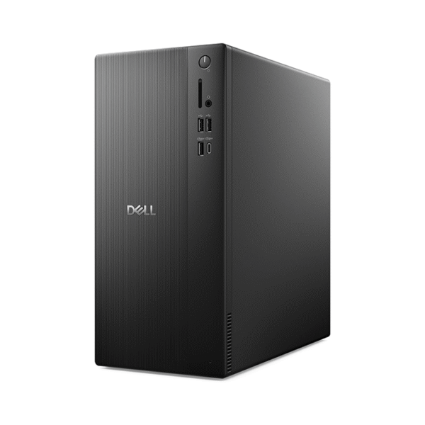 Dell Tower ECT1250 Micro Tower, Intel Core i5 14400, 8GB DDR5, 512GB NVMe, DOS, 1 Year ProSupport front side angled view