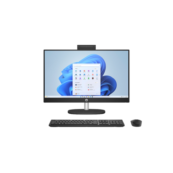 HP 24 CR0126NH All in One i7 Touchscreen (91H33EA#BH5) monitor, keyboard and mouse front view.
