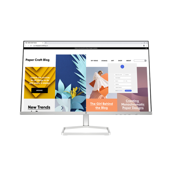 HP Series 5 527sw 27 Inch FHD White Monitor (94F46AS#ABV), Front screen view